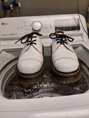 Dr. Martens Bex Cap Toe White Leather 3-Eye Oxford Shoes